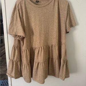SHEIN Tan Tiered Short Sleeve Top